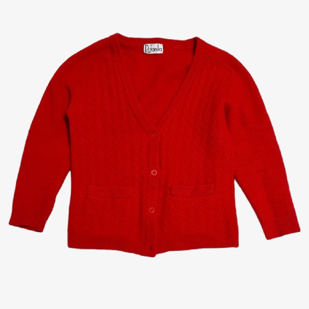 Vintage Rafaella Red Wool Knit Cardigan